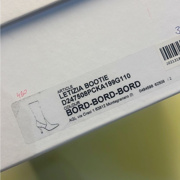 Agl MADE IN ITALY LEATHER Burgundy Heeled Boots with Stiletto Heel - Picture 8 of 8